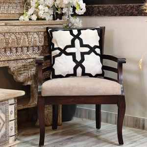 Luxury Cowhide Pillow Black <b>White</b> Geometric Pattern Decorative Accessory Fashionable Leather <b>Throw</b> Pillow - Product Image 3