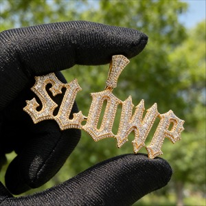 Iced Out Moissanite Letter <b>Pendant</b> 18K Gold Plated Hip Hop Style Themed Charm Men's Everyday Wear <b>Pendant</b> Custom <b>Initial</b> <b>Pendant</b> - Product Image 3