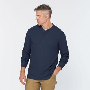 Camiseta de Manga Larga para Hombre, Cuello con Botones, Diseño Liso, Lino/Algodón, Transpirable y Ecológica, de Secado Rápido, Personalizable - Product Image 1