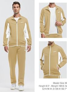 เสื้อแจ็คเก็ตแทร็คซิปเต็มตัวสำหรับผู้ชาย แบรนด์ Spance สีแทนขาว ดีไซน์สปอร์ต คอตั้ง มีกระเป๋าข้าง เหมาะสำหรับใส่ในฤดูใบไม้ร่วง - Product Image 5
