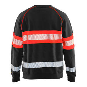 Chemises de sécurité haute visibilité à manches longues noires/rouges, sweat-shirt réfléchissant haute visibilité à manches longues - Product Image 2