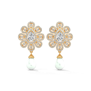 Pearl Drop <b>Earrings</b> Flower <b>Dangle</b> <b>Earrings</b> Gold Plated Jewelry for Women Party Gift - Product Image 1