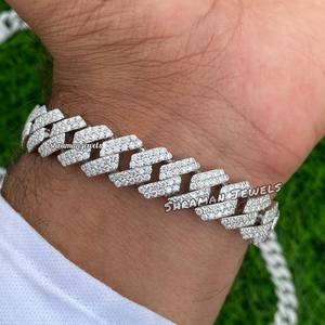 Hot Selling Iced 12mm 7inch Cuban Link Pass Moissanite Tester Hip Hop Children's 925 Silver Rhodium Plated Trendy Bracelet - Product Image 3