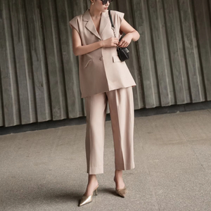 Chaleco Blazer de Verano para Mujer, Estilo Vietnamita, Antiarrugas, de Rayón y Lana, Alta Calidad, Nuevo, Holgado, Recto, Elástico, Cintura Media, Traje de Oficina - Product Image 1