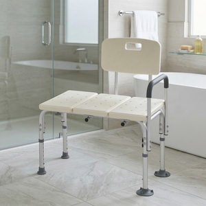 Adjustable <b>Shower</b> Chair Home <b>Storage</b> 100KG Max Capacity Height Adjustable Stool Bathroom Safety Equipment Suction Feet White - Product Image 1