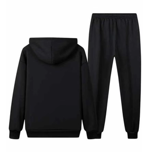 Ensemble sweat-shirt à capuche 2 pièces pour homme, doublure polaire, fermeture éclair, tenue décontractée d'hiver - Product Image 2