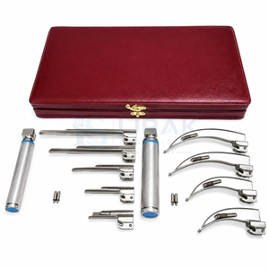 Laryngoscope manuel à fibres optiques, jeu de 9 lames avec 2 poignées, 4 lames Macintosh et 5 lames Miller, en acier inoxydable, pour usage hospitalier - Product Image 4