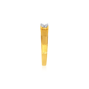 Anillo Solitario Clásico con Acabado en Oro Amarillo de Lujo con Circonita Cúbica Redonda Brillante con Aspecto de Diamante, Elegante y a la Moda - Product Image 4