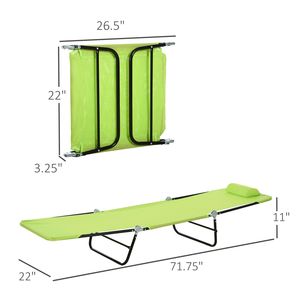 Sdraio Pieghevole a 5 Livelli Regolabili con Poggiatesta in Rete Traspirante per Spiaggia, Patio, Terrazza o Bordo Piscina, Verde - Product Image 3