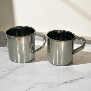 Mug en acier au design minimaliste avec poignée, tasse à café à double paroi, finition noire mate - Product Image 2