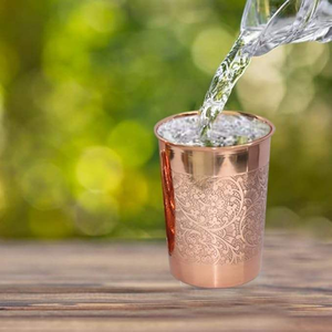 Meilleures ventes : Tasses et gobelets modernes réutilisables et écologiques en cuivre pur à 100 %, finition argent miroir, 16 oz, en provenance d'Inde - Product Image 3