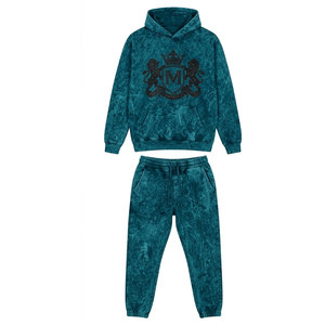 Conjunto Deportivo para Hombre, 100% Algodón, Lavado Ácido, 480 gsm, Alta Calidad, con Pedrería, Pantalones Largos con Cordón Ajustable, Ropa Casual - Product Image 5