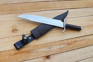 Couteau de chasse en acier inoxydable, lame à pointe tombante, manche en cuir, qualité industrielle, lame unique, usage extérieur - Product Image 3
