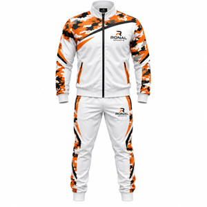 Conjunto Deportivo RONAL SPORTS para Hombre, Manga Larga, Estampado de Camuflaje, Estilo Deportivo Informal, para Correr, Blanco, Naranja, Negro, Ropa de Otoño - Product Image 1