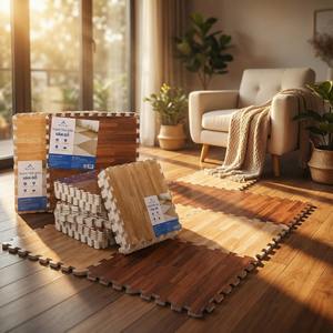 Tapete de Espuma EVA con Patrón de Madera, 60x60cm x 10mm, Encastrable, Antideslizante, Ecológico, para Sala de Estar, Almacén, Gimnasio - Product Image 4