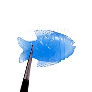 จี้รูปปลาคาร์ฟจากหินแคลเซโดนีสีน้ำเงินธรรมชาติ ขนาด 25 มม. แกะสลักด้วยมือ คริสตัลแกะสลัก ขายส่งจำนวนมาก สำหรับทำเครื่องประดับ - Product Image 2