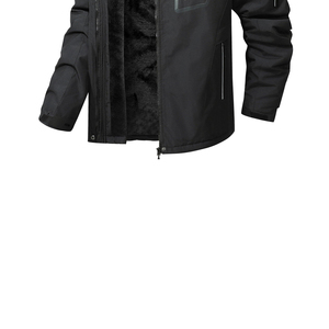 Men's Black Hooded <b>Waterproof</b> Ski <b>Jacket</b> <b>Fleece</b> <b>Lined</b> Zipper Closure Gore-Tex Material Outdoor Wear - Product Image 5