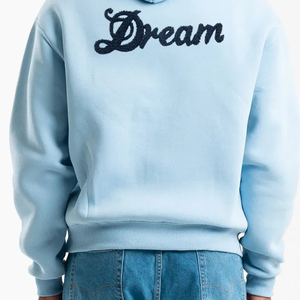 Sudadera con capucha y cremallera Dream Embroidered para hombre, azul claro, informal, de algodón y forro polar, cuello alto, corte regular, con bolsillo frontal con logo. - Product Image 4
