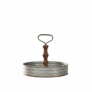 Plateau de service ovale moderne en métal galvanisé avec bordure et poignées couleur cuivre, ustensile de cuisine décoratif style ferme pour la maison et les événements - Product Image 3