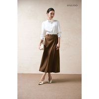 Jupe plissée décontractée pour femme CV758, coupe large, mi-longue, en tissu Dobby, style pantalon de bureau, OEM ODM