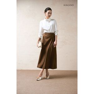 Jupe plissée décontractée pour femme CV758, coupe large, mi-longue, en tissu Dobby, style pantalon de bureau, OEM ODM - Product Image 2