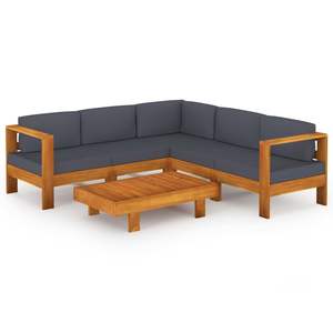 Conjunto de Muebles de Jardín Elegantes en Madera de Acacia Gris Oscuro con Tela 100% Poliéster - Product Image 2