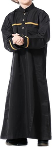 Black Color Kids <b>Thobe</b> Muslim Dress Cotton Polyester Islamic Thobes Kids Clothing for Boys Breathable Wholesale OEM ODM - Product Image 5