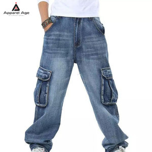 Jeans Cargo con Logotipo Personalizado, Jeans de Pierna Ancha Holgados, Pantalones con Múltiples Bolsillos, Ropa Urbana, Moda Hip Hop, Ropa Casual - Product Image 1