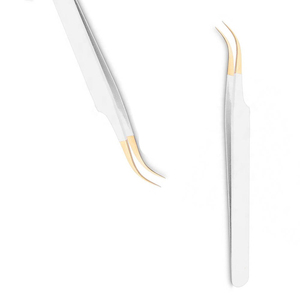 Pince à épiler professionnelle en acier inoxydable blanc, pointe volumisante, logo personnalisé pour cils - Product Image 6