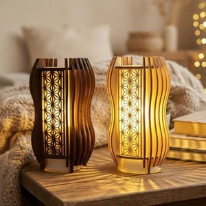 Linterna Cilíndrica de Madera Más Vendida con Patrón Geométrico, Decoración Ecológica para el Hogar - Product Image 6