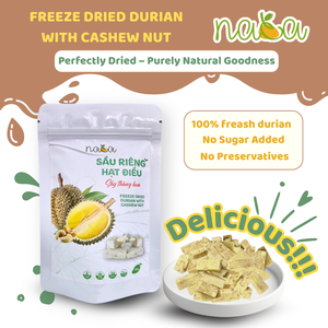 Suministro al por mayor de Durian liofilizado con anacardos de sabor dulce Etiqueta OEM en rodajas 35 g/bolsa Proceso de secado FD - Product Image 5