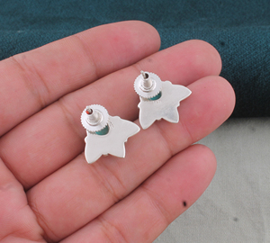 Pendientes de Plata 925 con Turquesa del Suroeste, Engaste de Bisel, Hechos a Mano, Piedra Azul, Hoja Floral, Estilo Vintage Nativo, para Compromiso - Product Image 3