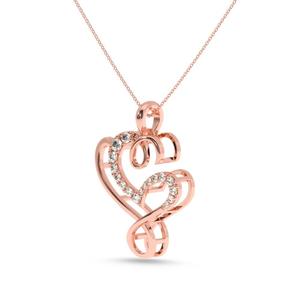Collier pendentif double cœur en argent sterling 925, diamant cultivé en laboratoire, plaqué or rose, bijoux fins certifiés IGI, luxe, pour femmes - Product Image 2