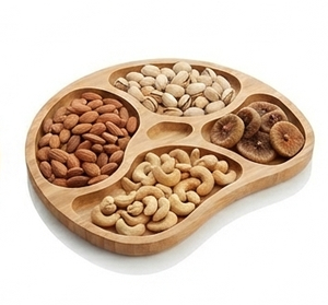 <b>Bamboo</b> Hexagon Serving Tray Storage <b>Container</b> with Food Display Holder 3-6L Capacity Modern Design Multifunction Table Use - Product Image 5