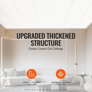 Confezione da 12 Piastrelle per Controsoffitto in Schiuma PVC Premium 24 X 24 Pollici, Facile Installazione, Ignifughe e Flessibili - Product Image 4