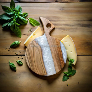 Planche à découper en bois d'acacia faite à la main, planche à charcuterie avec planche à fromage époxy, planche en bois de service artisanal - Product Image 6