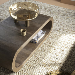 Table basse en bois de manguier massif, forme naturelle moderne, finition brun sablé, faite à la main, écologique, durable, pour la maison, le salon - Product Image 5