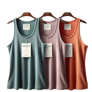 Élégant sans manches en coton débardeur femmes séchage rapide respirant Fitness course été essentiel décontracté solide motif Bangladesh - Product Image 4