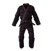 Kimono de BJJ Negro para Hombre, Uniforme de Judo y Karate de Algodón, Corte Holgado, Transpirable, Antiarrugas, Bordado, 440g, Teñido Liso, para Artes Marciales