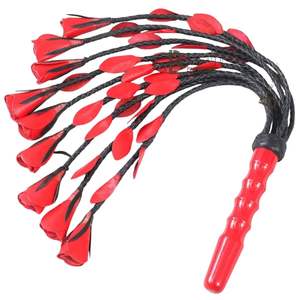 Sheep Skin <b>Flogger</b> with Steel Buckle Braided Grip and Medium Intensity Falls - Product Image 1