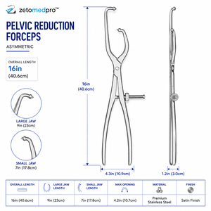 Pinzas de Reducción Pélvica MA-13-203 con Certificación CE Clase I 16in 40.6cm ZETOMEDPRO - Product Image 4