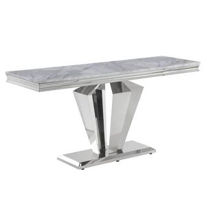 Table de canapé moderne de luxe en fer, design géométrique sur piédestal, combinaison pour entrée et salon - Product Image 3