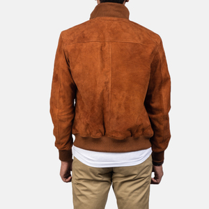 Chaqueta Bomber Acolchada Impermeable de Piel de Oveja Marrón, Manga Larga, Cuello Alto, Cierre de Cremallera, Chaqueta Estampada de Invierno para Hombre - Product Image 5