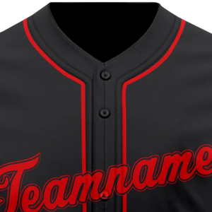 Camiseta de Béisbol Negra y Roja de Manga Corta con Botones, Uniforme de Equipo Personalizado, Camisa Deportiva Transpirable de Poliéster - Product Image 3