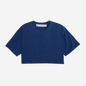 T-shirt court décontracté d'été pour femme en tricot ample 100 % coton uni - Product Image 5