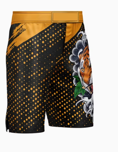 Shorts de sport pour homme, noir et bleu, motif géométrique, impression par sublimation, séchage rapide, taille mi-haute élastique - Product Image 2
