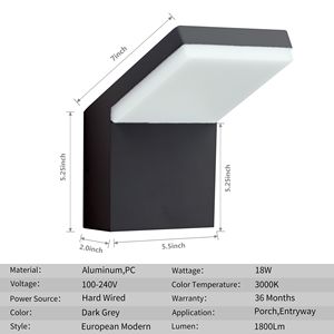 Modern Aluminum LED Wall <b>Light</b> Outdoor Porch Front Door Garden Lamp Wall Mount <b>Sconce</b> Lighting Fixture - Product Image 2