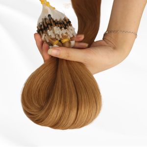 100 hebras Nano anillos Micro Loop extensiones de cabello humano Color marrón oscuro Micro Bead Loop Pre Bonded cabello Remy de alta calidad - Product Image 4