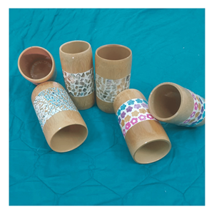 Tasse en bambou avec incrustation de nacre, tasse artistique pour la table, provenant du Vietnam - Product Image 3