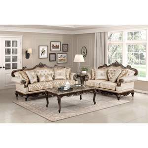 Divanetto Tradizionale di Lusso in Finitura Ciliegio con Dettagli Dorati, Mobili Formali in Legno Massello per Soggiorno, 1 Pezzo - Product Image 5